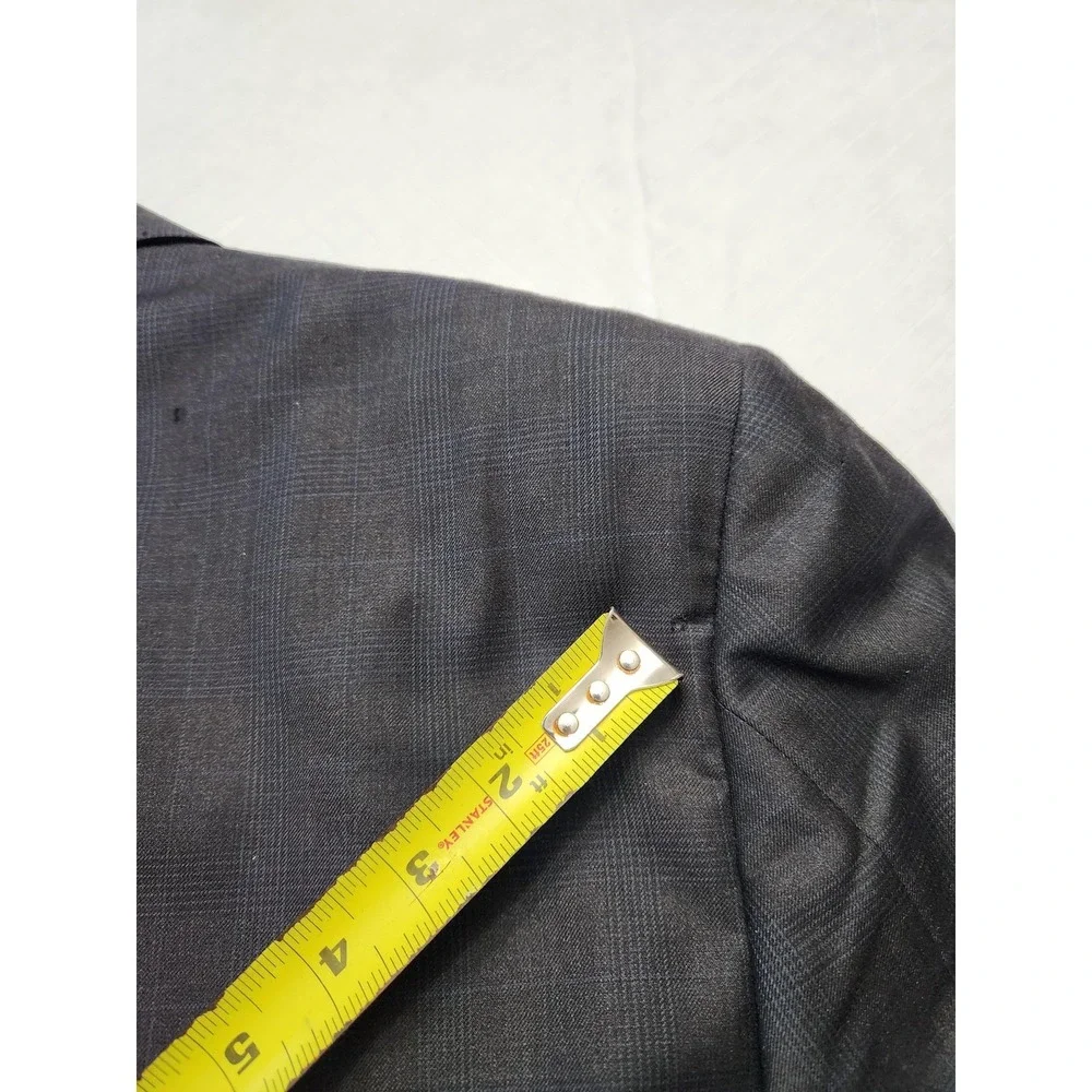 Canali Suit Mens 58L 44W Black Check Wool Super 150s 2 Piece Made In Italy